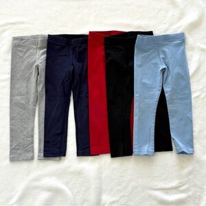 Lot of 5 Primary leggings, solid leggings size 5, red blue grey black leggings